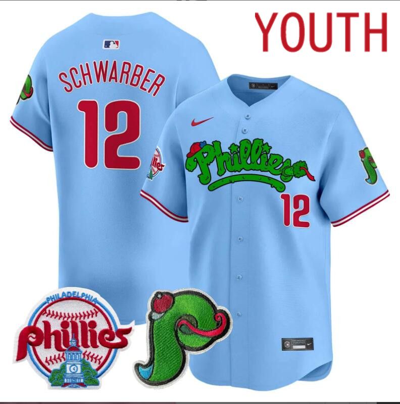 Youth  Philadelphia Phillies #12 Schwarber blue Limited 2024 MLB Nike jersey